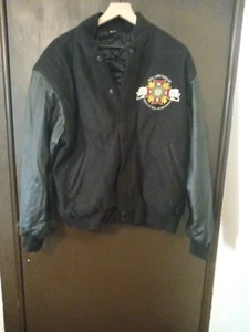 Vtg Mens Jacket Black Wool Leather Veterans Foreign War 100th Anniversary Sz. M - Picture 1 of 6