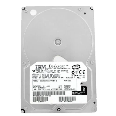 Hard Drive IBM 60GB IC35L060AVVA07-0 7200RPM ATA 3.5" Inch 07N8083 - Image 1 of 4