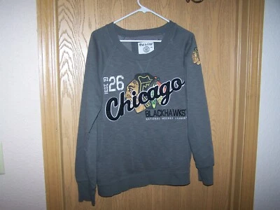 CHICAGO BLACKHAWKS SOFT AS A GRAPE NHL GRAY  SWEATSHIRT RAISED CHICAGO MEDIUM - Image 1 of 4