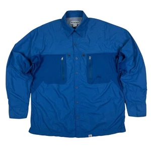 Simms Blue Nylon Button Up Fishing Outdoor Shirt Vented Lightweight Size L - Picture 1 of 12