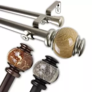 Obsidian 1" Double Curtain Rod Adjustable Drapery Rod 28-240" (5 sizes, 3 colors - Picture 1 of 4