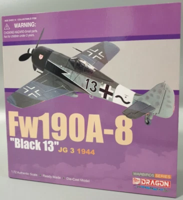 Dragon Wings 50269 Focke Fw 190A-8 Black 13 JG 3 1944 modello finito Metal 1:72 - Immagine 1 di 2
