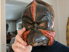 KARURA Mask Japanese Paper Mache Man Bird God Garuda Tengu Karasu Gigaku Kagura