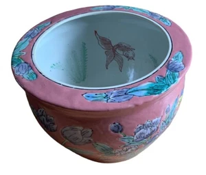 VINTAGE CHINESE PORCELAIN FISH BOWL PLANTER FLOWER POT 9.5”diam.7” High - Picture 1 of 9