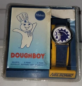 Vintage 1997 Pillsbury Doughboy Poppin' Fresh Blue Quartz Watch Star NOS - Bild 1 von 6