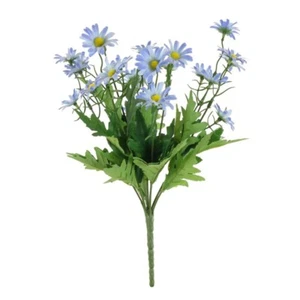 Faux Silk Artificial Oxeye Daisy Flower Bush 33cm/14 Inches Tall Blue - Picture 1 of 1
