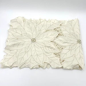 Corredor de mesa Navidad de pascua 66" blanco crema dorado bordado decoración navideña - Imagen 1 de 9