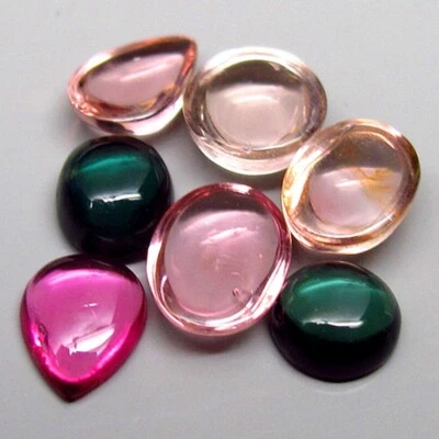 GLORIOUS SET! 2.90ct.Classic Colorful Tourmaline Mozambique Fancy Cabochon 4x4mm - Image 1 of 4