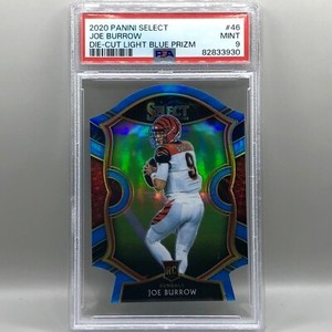 2020 Joe Burrow Panini Select #46 Light Blue Die Cut Prizm Rookie Card RC PSA 9
