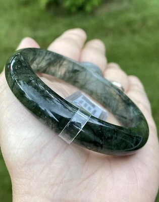 Green Rutilated Gemstone Bangle, Inner Diameter 55mm, (Small Hand) - Image 1 of 4