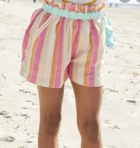 Matilda Jane Shorts 14 Pink Orange Striped She Sells Seashells Daydream New - Picture 1 of 4
