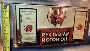 1930er rotes indisches Motoröl Blechschild Ölkanne Volkskunst McColl Frontenac - Bild 1 von 5