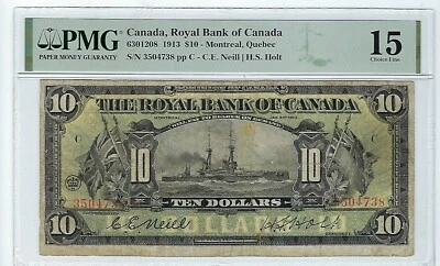 Royal Bank of Canada 1913 $10 630-12-08 PMG Fine 15 - Image 1 of 2