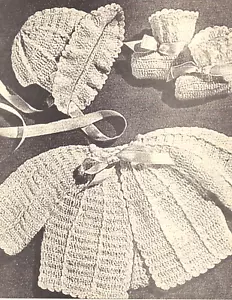 VINTAGE Cable Baby Set/Sweater/Hat/Booties/Crochet Pattern INSTRUCTIONS ONLY - Picture 1 of 1