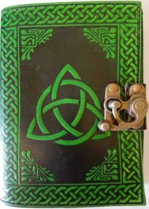 Triquetra Libro de Sombras de Cuero Verde, Diario, Diario! - Imagen 1 de 3