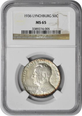Lynchburg Commemorative Silver Half Dollar 1936 MS65 NGC - Image 1 of 2