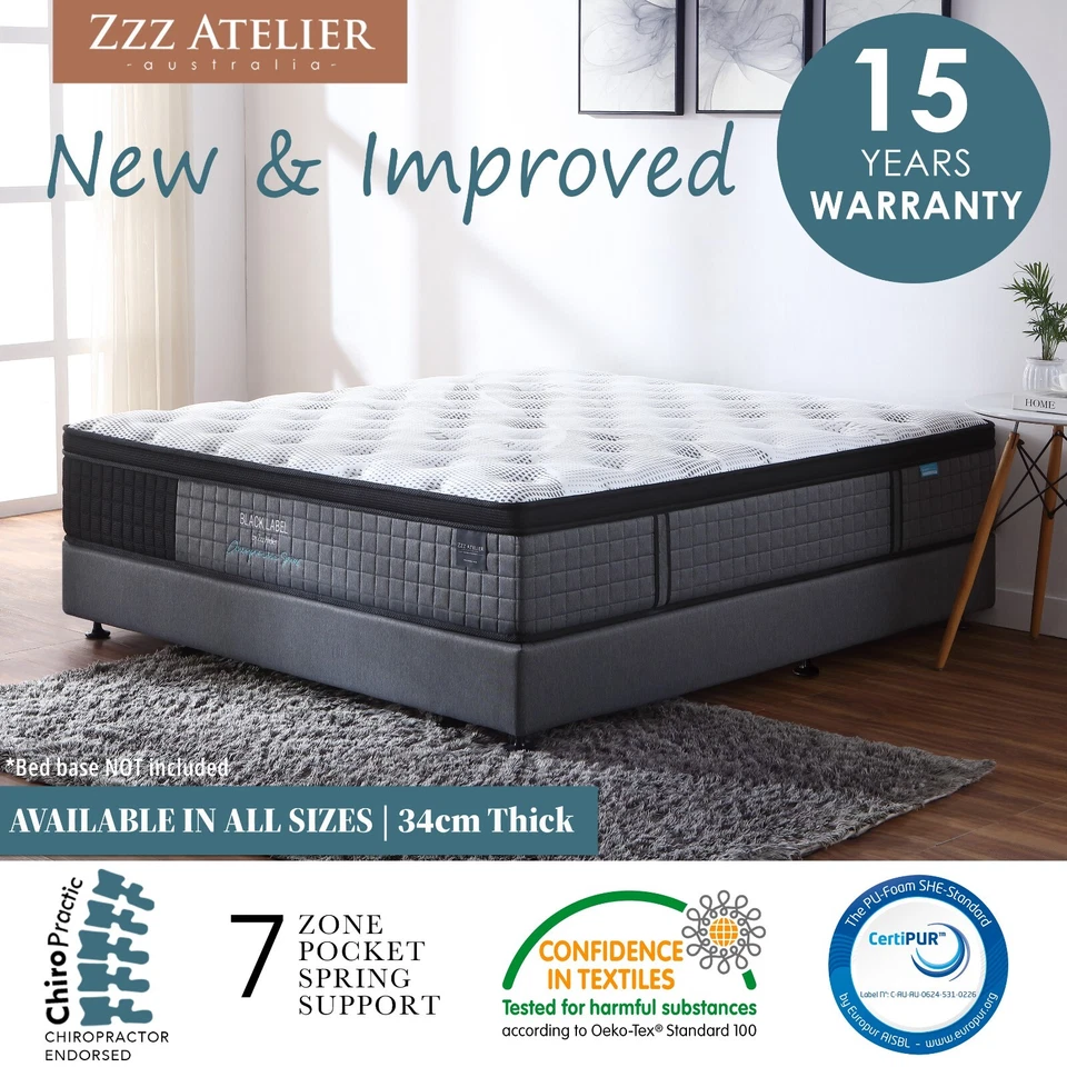Queen Double King Single Mattress Bed Euro top Pocket Spring Latex Chiropractic - image 1 of 4
