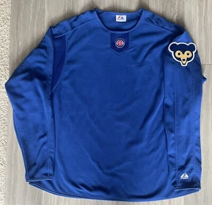 MAJESTIC CHICAGO CUBS DUGOUT FLEECE PULLOVER W/THROWBACK SIDE PATCH SZ XXL WOW! - Picture 1 of 7