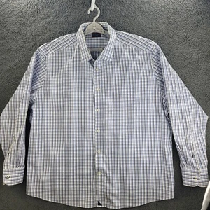 Untuckit Shirt White Blue Mens 3XLC Gingham Plaid Long Sleeve Button Up Casual - Picture 1 of 12