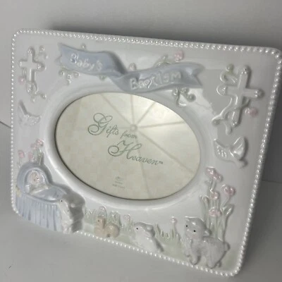 Moldura de batismo Russ Berrie bebês para mesa infantil lembrança fotográfica 3,5" X 5" - Imagem 1 de 4