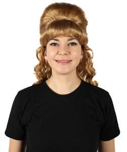HPO Adult Women's Class 60's Brown Half Updo Wig with Ponytail | Halloween Wig - Picture 1 of 65