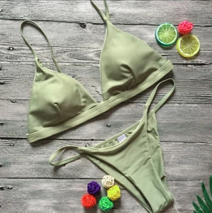Para mujeres Lo último Sexy Verde Traje de baño de una pieza Triángulo Bikini Top Parte inferior Set - Imagen 1 de 4