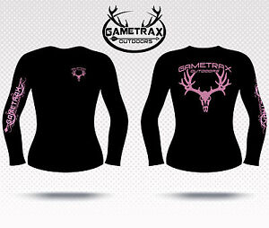 Gametrax Outdoors Women's long sleeve hunting t shirt,huntress shirt,deer skull