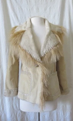 Vintage Guess Genuine Leather Suede Shearling Faux Fur Jacket Coat Size Medium - Image 1 of 4