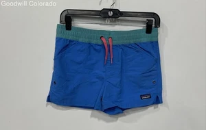 Patagonia Girls Vessel Blue Elastic Waist Costa Rica Baggies Shorts Size XL 14 - Picture 1 of 5