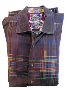 Robert Graham designer Purple Button Down flip Cuff LS shirt SZ-XL (48in-50in) - Picture 1 of 13