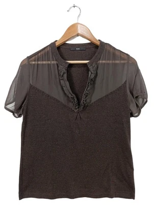HUGO BOSS Blusa de manga corta Mujeres Blusa Talla EU 40 marrón oscuro - Imagen 1 de 4