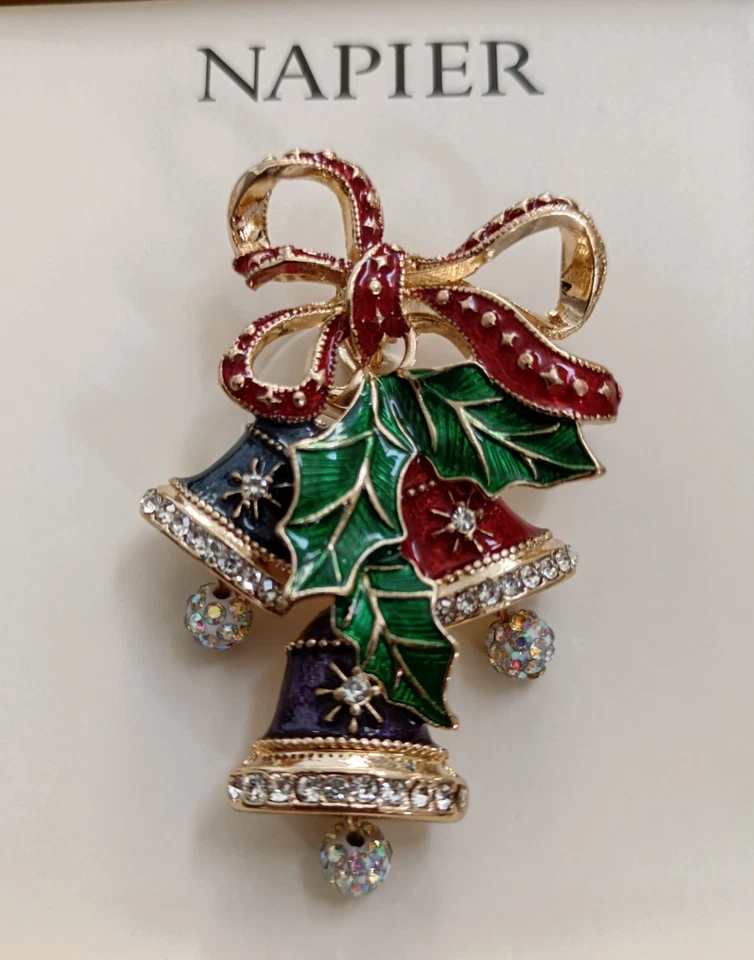 Nuevo en Caja Napier Campanas Tono Dorado Navidad Fiesta Prendedor Nuevo en Caja Foto 1 de 4