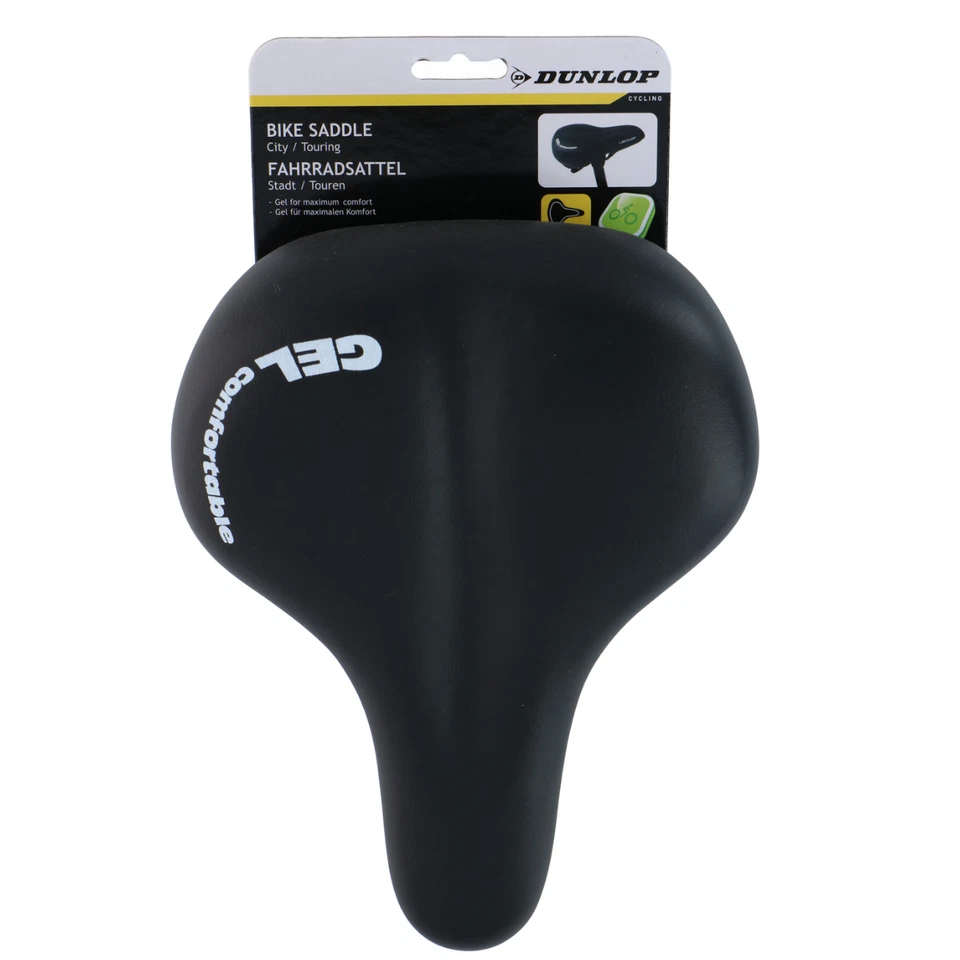 Dunlop Selle de vélo avec gel pour la ville et vélos de tourisme s'adapte au cor - Photo 1/1