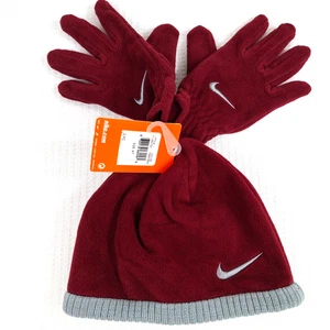 Neu mit Etikett Nike Beanie Mütze Fleece Handschuhe 2-teiliges Set Jugend Mädchen Gr. 4 7 Team rot Swoosh - Bild 1 von 10