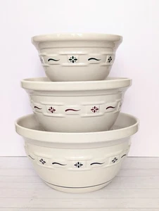 Longaberger Pottery Heritage Woven Traditions Cuencos Mezcladores Anidados AZUL ROJO VERDE - Imagen 1 de 20