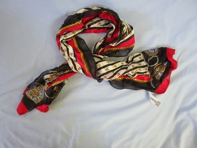 Bufanda náutica rectangular vintage Liz Claiborne 11" x 54" 100 % seda Foto 1 de 4