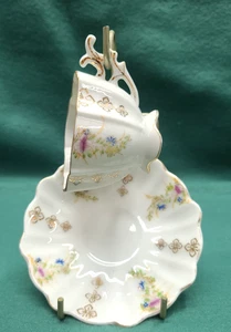 Vintage Occupied Japan Teacup Saucer Demitasse Set Trailing Flowers - Picture 1 of 13