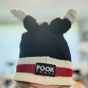 POOK TOQUE Sock Hat Black Red White Wool Sock Hat Lined Collectible Cute - Picture 1 of 9