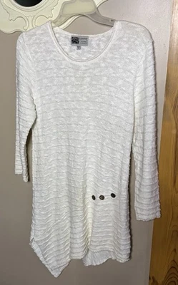 Habitat Clothes to Live In Cotton Sweater Textured Tunic Asymmetrical Hem Sz M - Image 1 of 4