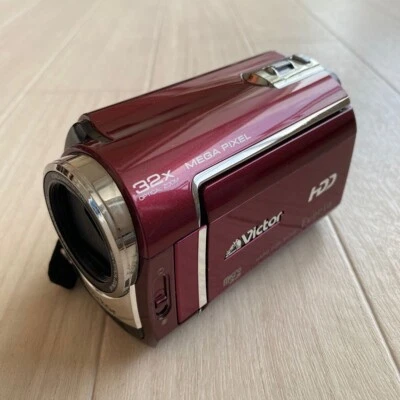 JVC GZ-MG330 30GB HDD MicroSD 32x Optical Zoom Camcorder Red Used Japan Tested - Image 1 of 4