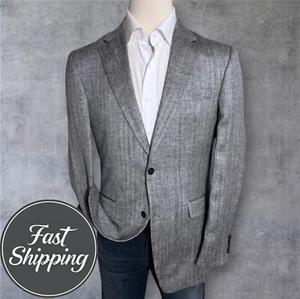 JOS A BANK Mens Blazer Sport Coat Two Button Jacket SILK/LINEN 40L Gray Herring - Picture 1 of 14