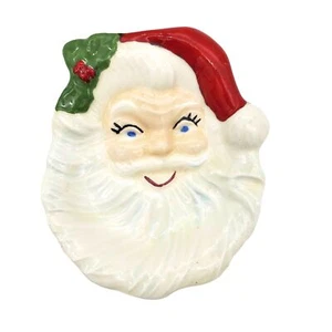 Small Santa Trinket Plate Candy Jewelry Dish St Nick Holiday Christmas Decor VTG - Picture 1 of 5