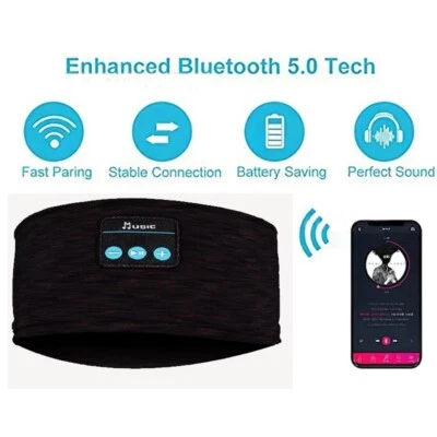 Bluetooth Headband Wireless Music Sleeping Earphone Headphone  Earbud HD Stereo - Image 1 of 4