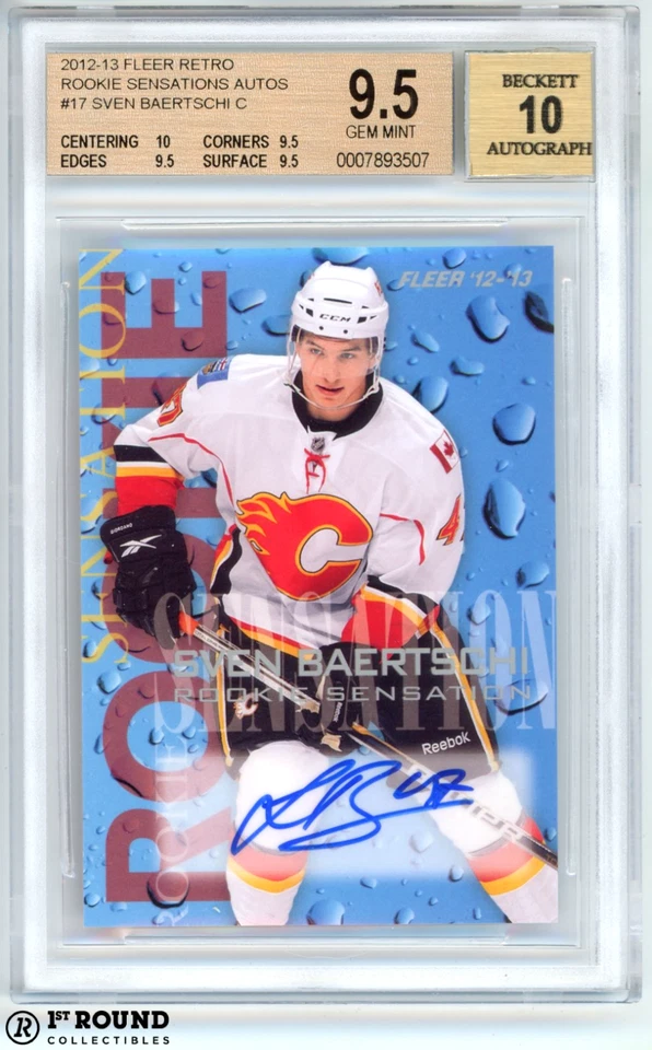Sven Baertschi BGS 9.5 w 10 Auto: 2012-13 Fleer Retro Rookie Sensations POP 5 - Image 1 of 3