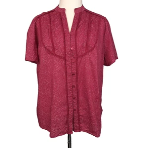 VTG Route 66 Top Womens 3X Red Floral Button Up Cottagecore Western Boho Prairie - Picture 1 of 14