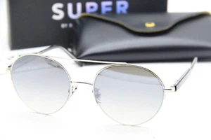 NEW SUPER BY RETROSUPERFUTURE 5Q3/2/D8/0 SILVER AUTHENTIC SUNGLASSE W/CASE 56-20 - Picture 1 of 3