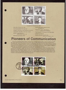 FDC. # 3061-64  32c Pioneers of Communication 1996 USPS Souvenir Page Stamp 9609 - Picture 1 of 1