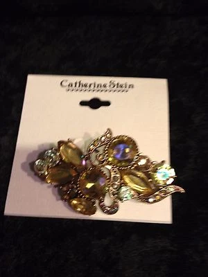 Broche prendedor Catherine Stein amarillo, ámbar iridiscente NUEVO Foto 1 de 3