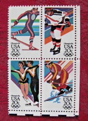 US Scott #2067-70 14th Winter Olympics Block of 4 20¢ Stamps 1984 Mint NH XF - Image 1 of 2