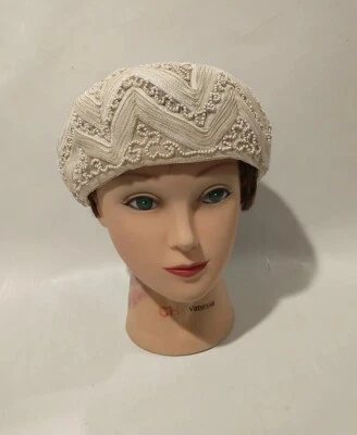1940s Marche' Exclusive Vintage Designer Ladies Bidded Hat Size S/M - Image 1 of 4